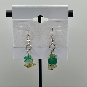 Stone and Silver Dangle Earrings 1.5”